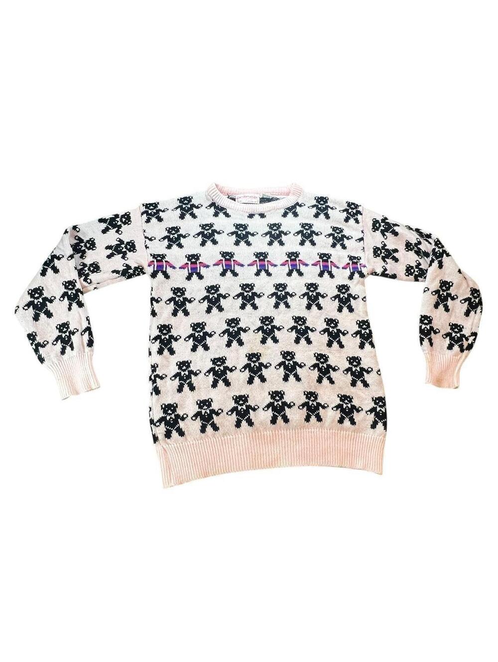 80’s Retro Teddy Bear Fair Isle Scoop Neck Sweater